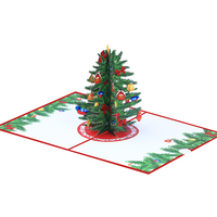 Kartu Ucapan dekorasi Natal, Merry Natal 3D Pop-Up pohon Natal Musim Dingin pemandangan Laser potongan Tahun Baru