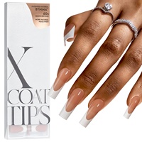 XCOATTIPS Faux Ongles à Presser Extra Longs Carrés X-Coat, Fournitures en Gros, French Soft Gel Plus Épais, Faux Ongles à Presser