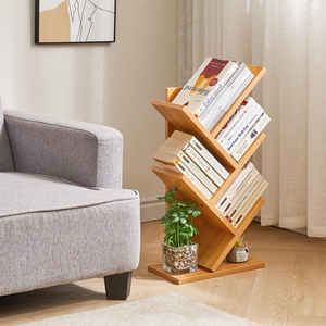 Contemporary Bamboo Wood Eco-friendly 4-Tier Free-Standing Bookcase Rack Living Room Furniture Organizer Customized Color for - Product Image 5