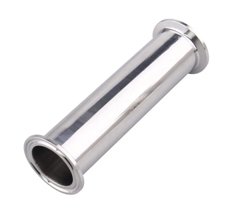 Sanitary Spool Tube with Clamp Ends  6" Length Stainless Steel 304 Seamless Round Tubing