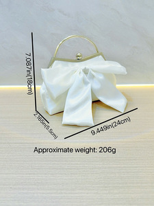 White Polyester Bow Wedding Dinner <b>Handbag</b> With <b>Chain</b> Strap High-grade Gift Bag Tanjing - Product Image 5