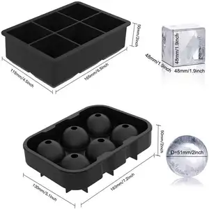 Chaud réutilisable sans BPA pour whisky grande sphère 2 pack 6 fabricant de boules de glace grands plateaux à glaçons carrés moules