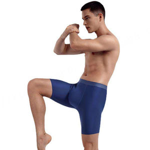 Nouveau design de sous-vêtements personnalisés pour hommes, boxers jaunes en coton doux de haute qualité en tissu tricoté respirant à taille moyenne - Product Image 2