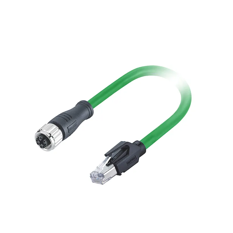 Conector hembra de código M12 a RJ45, conector macho moldeado de 1M de PVC, Cat 6A AWG26, Cable Ethernet