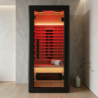 Cabina de Sauna Individual con Terapia de Luz Roja, Compacta, de Madera, con Infrarrojos Lejanos
