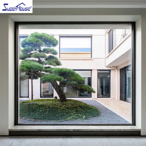 Fenêtre panoramique verticale fixe de grande taille pour villa, mur-rideau, <span class=keywords><strong>baies</strong></span> <span class=keywords><strong>vitrées</strong></span> d'angle avec verre trempé de sécurité insonorisé et isolant - Product Image 2