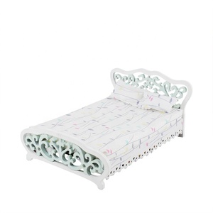 Casa delle bambole casa delle bambole mobili in miniatura letto dipinto rose rosa bianche fiore di giglio floreale - Product Image 5