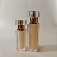 Flacons de sérum et de crème pour le visage en acrylique de luxe avec pompe pulvérisatrice, flacon de parfum carré en acrylique haut de gamme et flacon de lotion