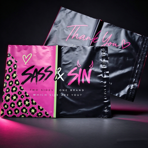 Sacs d'expédition en polyéthylène personnalisés avec logo imprimé pour vêtements, sacs d'emballage pour entreprises, sacs de courrier en plastique rose pour petites entreprises - Product Image 2