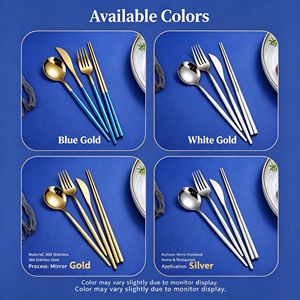 Juego de Cubiertos de Plástico Estilo Portugués, Cuchillo/Tenedor/Cuchara/Palillos, Aptos para Lavavajillas, Portátiles, Acabado Espejo, Creativos, para Hotel, Estilo Occidental - Product Image 3