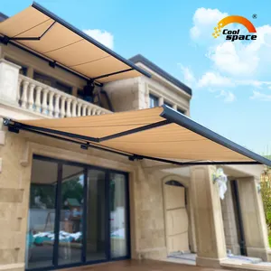 Outdoor Sun shade Canopy Markisen abdeckung UV-Schutz Wasserdichter Stoff Einziehbare Patio-Markise mit Lichtern Volle Kassetten markise