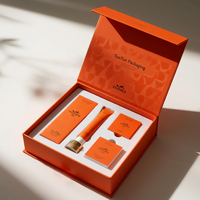 Boîte magnétique personnalisée et boîte cadeau orange pour ensemble de soins de la peau et emballage de luxe en papier écologique