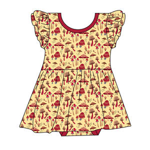 Baju Bayi Perempuan Bahan Bambu Spandex, Gaun Bodysuit Bayi Baru Lahir, Pakaian Bergaya Ruffle di Bahu, Lengan Panjang, Romper Anak Kecil, Baju Onesie, Gaun Berputar - Product Image 5