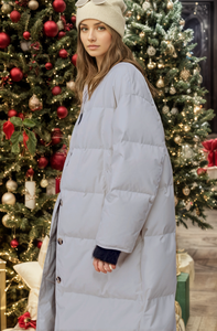 <span class=keywords><strong>Doudoune</strong></span> <span class=keywords><strong>longue</strong></span> texturée pour femmes en hiver décontracté col rond fabricant de manteau polyvalent décontracté solide long manteau ample - Product Image 4
