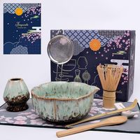 Geling Vente en gros de bols à matcha en céramique, service à thé personnalisé, fournisseur chinois, kit de fouet à matcha en bambou personnalisé avec boîte cadeau