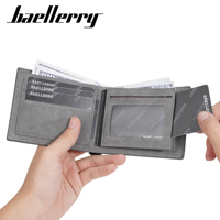 Dompet Pria BAELLERRY 2025 High-End, Minimalis Horizontal, Slot Kartu Banyak, Model Baru, PU Pendek Matte, Penjepit Uang untuk Pria