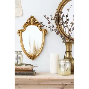 Decoração de parede para sala de estar, espelho decorativo dourado e antigo