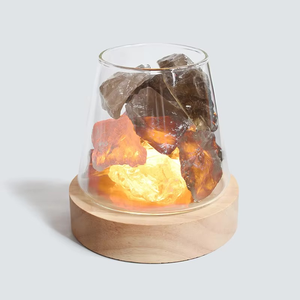 Lámpara de Noche de Sal <span class=keywords><strong>del</strong></span> <span class=keywords><strong>Himalaya</strong></span> Natural, Difusor de Aceites Esenciales de Cristal de Piedras Naturales, Regalo Decorativo Novedoso - Product Image 2