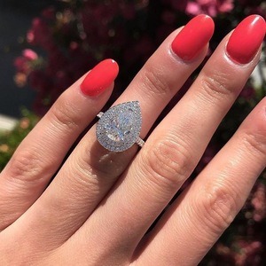 Pear Shape Teardrop <b>Crystal</b> <b>Ring</b> for Women Elegant Office Daily Wear Fashion Accessories - Product Image 1