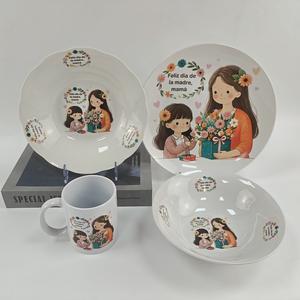 YUZHUI Assiettes de cuisine de haute qualité, cadeau de maman, gratitude éternelle, amour inconditionnel. Vaisselle en céramique - Product Image 5