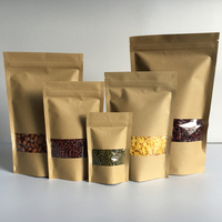 Sachet d'emballage alimentaire refermable personnalisé en papier kraft brun écologique avec fenêtre transparente pour aliments pour animaux de compagnie
