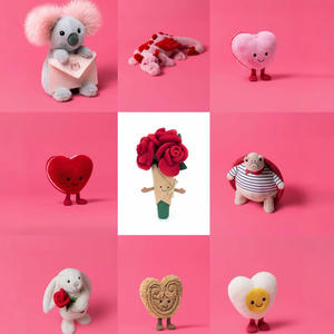 EZBABY 2026 Ensemble de jouets en peluche Saint-Valentin Cœur Rose Cadeau de couple Animaux en peluche super doux rembourrés de coton PP 31-50cm pour Elle et Lui - Product Image 2