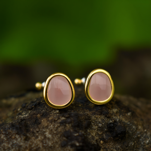 Pendientes de Moda con Piedras Rosadas, Acero Inoxidable 316L, Baño de Oro PVD, Sostenibles y Resistentes - Product Image 3