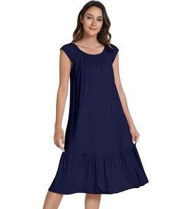 Stock Clearance Women's <b>Sleeveless</b> <b>Nightdress</b> Stock Clearance Bamboo Sleep Dress Women Pajamas Wholesale Big Ready Stock - Product Image 2