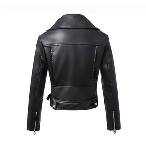 Veste de Motard en Cuir PU pour <span class=keywords><strong>Femme</strong></span>, Col Revers, Fermeture Éclair et Boutons, Ceinturée, Courte, Printemps Automne, Mode Chic et Slim - Product Image 6