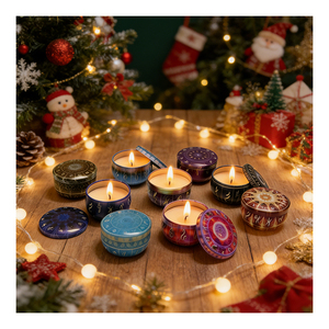 Set de Regalo de Velas Aromáticas Portátiles en Lata, Mezcla de Aromaterapia, Empaque Premium, Colección Boutique Festiva, Selección para Exhibición - Product Image 2