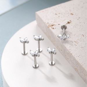 ASM F136, титановая циркониевая серьга для пирсинга - Product Image 2