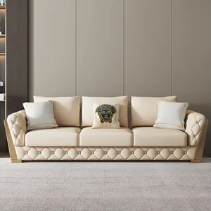 Nuovo design di lusso Moderno Chesterfield Divano del soggiorno divano set mobili soggiorno divano in pelle divano 3 posti