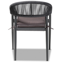 Chaise de salle à manger d'extérieur en métal et corde fini gris, design moderne, nouvelle collection
