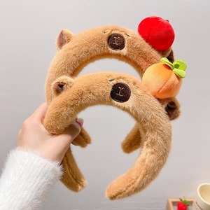 Women's Capibara Headband Autumn Winter Fashion Maillard <strong>Hair</strong> Accessories for Kids Cartoon Plush New Fashion <strong>Hair</strong> <strong>Clasp</strong> - Product Image 3