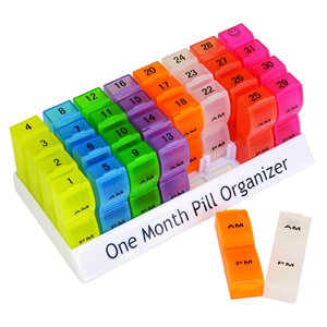 Colorful Plastic Medicine Box One Month 31 Days <b>Pill</b> Storage Independent Multi-Compartment Storage Monthly Travel Tablet <b>Cases</b> - Product Image 1