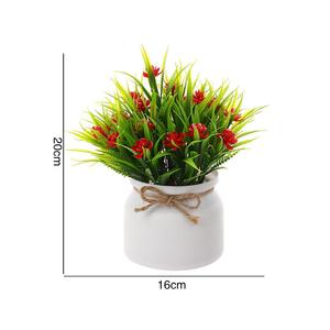 Fleur de <span class=keywords><strong>lotus</strong></span> artificielle en pot, petite plante porte-bonheur avec herbe verte dans un pot blanc, décoration de table de bureau à domicile - Product Image 6