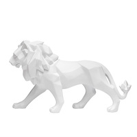 Figurine de lion en polyrésine créative nordique, statue animale argentée, décoration géométrique pour la maison, le salon, l'entrée, cadeau de déménagement