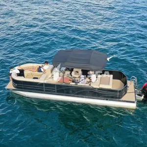Catamaran Allsea High Quality Floating Tube Family Water Play Seagrass Floor Catamaran Outboard Luxury Yacht Aluminum Pontoon Boat