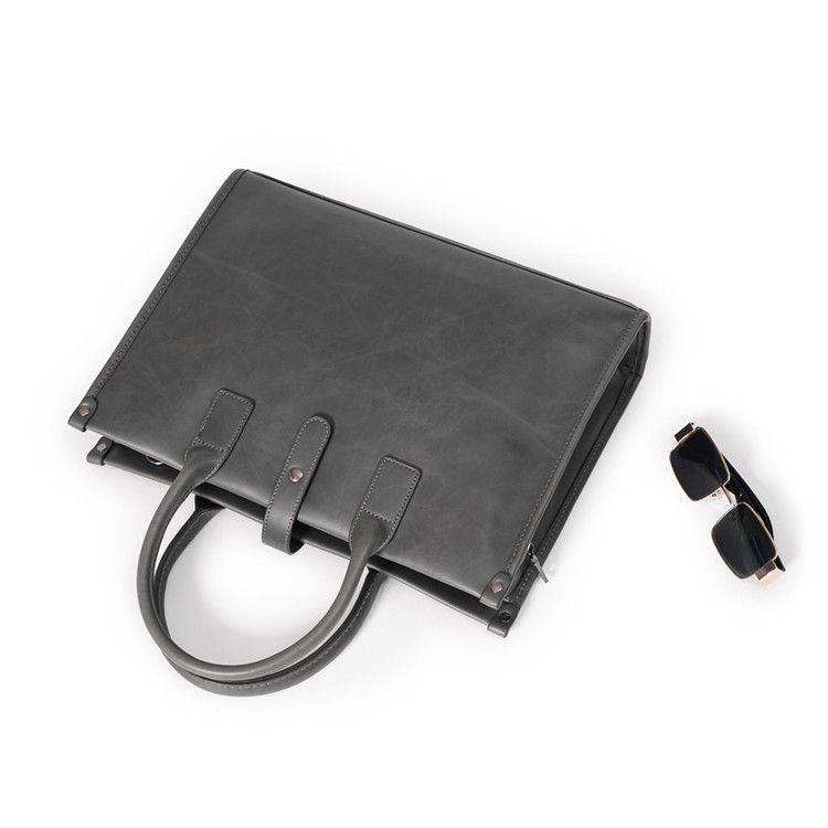 Men's Korean Style Trendy Grey Briefcase – Laptop & Document Messenger Shoulder Bag - View 4