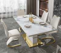 Zeitgenössische Esszimmermöbel Gold Edelstahl Luxus-Esstisch für Zuhause Hotel Restaurant