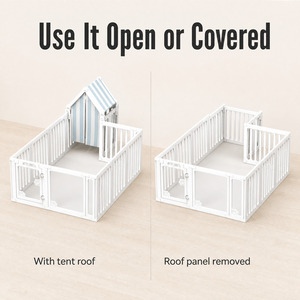 Cage et enclos pour chien en plastique HDPE pliable et lavable pour l'intérieur, style villa, maisonnette panoramique pour chiots - Product Image 2
