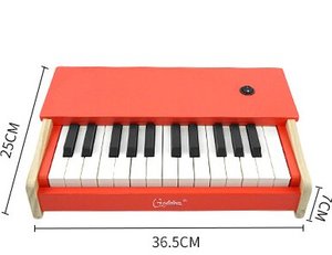 Teclado Musical Digital Portátil de Madera Rojo de 25 Teclas para Niños, Instrumento Musical Electrónico, Órgano, Piano para Bebés - Product Image 4