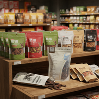 Sachets de café biodégradables personnalisables avec bec verseur, thermoscellables, écologiques, en kraft, à fond plat, pour le café, les courses et l'alimentation