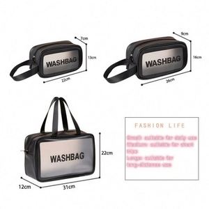 Custom Logo Clear PVC Zipper Fashion Cosmetic Bag with Letter Pattern Waterproof & Durable Makeup Wash for - Product Image 6