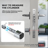 Cerradura Inteligente para Cilindro Aurelysse Euro, Huella Dactilar, PIN, Tarjeta NFC, Tuya TTLock, Aluminio, Puerta de Madera, Hogar, Hotel, Oficina, BLE, Negro o Plateado