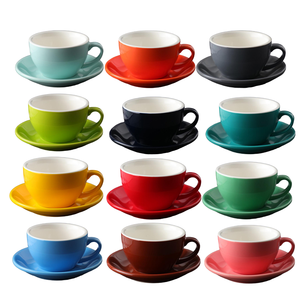 Ensemble de tasses à cappuccino et latte en céramique épaisse, standard professionnel, compétition, grande ouverture, 250 ml, tasse à café et soucoupe - Product Image 1