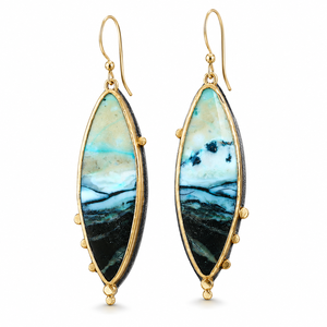 Orecchini Pendenti Iridescenti Blu Oceano Stile Bohémien Vintage, Gioielli di Moda per Donne - Product Image 1