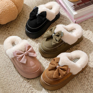 Pantuflas Coreanas de Marca Privada con Bordado Floral, Cómodas, de Felpa y Algodón para Invierno, Uso Doméstico, Suela de EVA para Verano y Otoño - Product Image 1