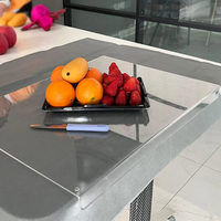 Planche à découper en acrylique transparent avec lèvre Planche à découper antidérapante haute résistance pour comptoir de cuisine