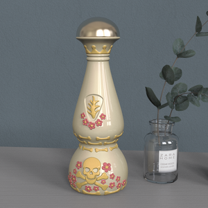 Vente en gros <span class=keywords><strong>Bouteille</strong></span> <span class=keywords><strong>de</strong></span> vin en porcelaine personnalisable faite à la main <span class=keywords><strong>Bouteille</strong></span> <span class=keywords><strong>de</strong></span> <span class=keywords><strong>tequila</strong></span> en céramique jaune crème avec crâne et motif floral en relief - Product Image 4